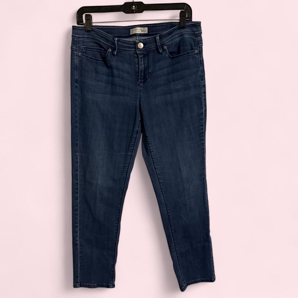 J. Jill Jeans Women 8 Petite Blue Authentic Fit Slim Leg Stretch Dark Wash Denim